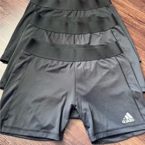 Lot Of 3 Adidas Womens Shorts Large AEROREADY Black 4” Athletic Spandex